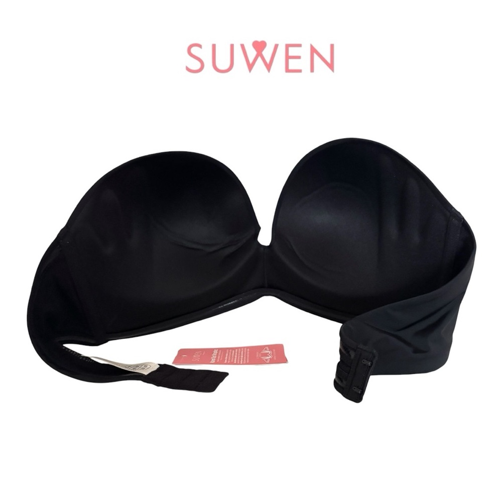 SUWEN Strapless Black Seamless Adhesive Bandeau Bra - Picture 6 of 9